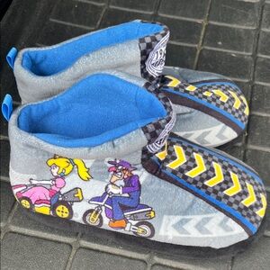 Cartoon Motif Slippers with Blue and Gray Accents